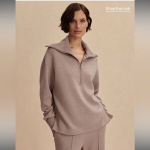 Varley Larson half zip sweat sweater taupe marl XS